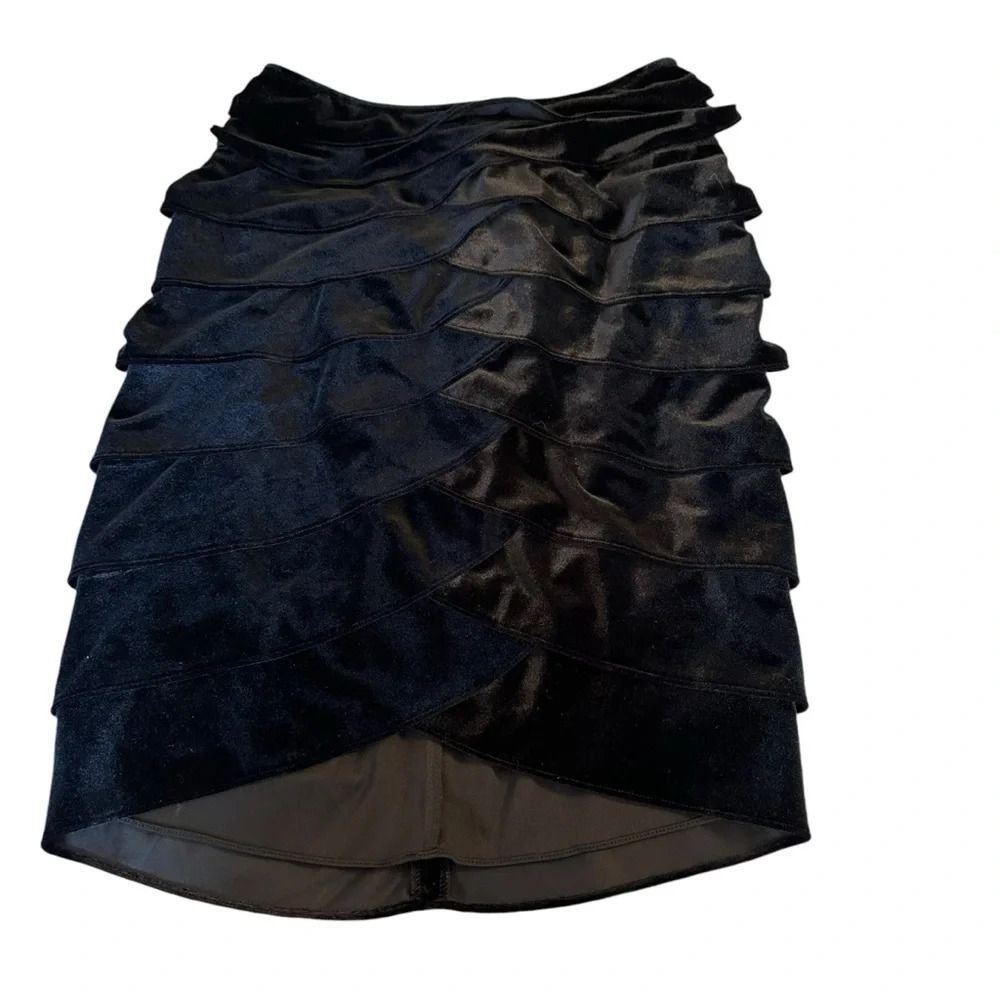 ADRIANNA PAPELL EVENING ESSENTIALS black velvet pencil women skirt sz 4P